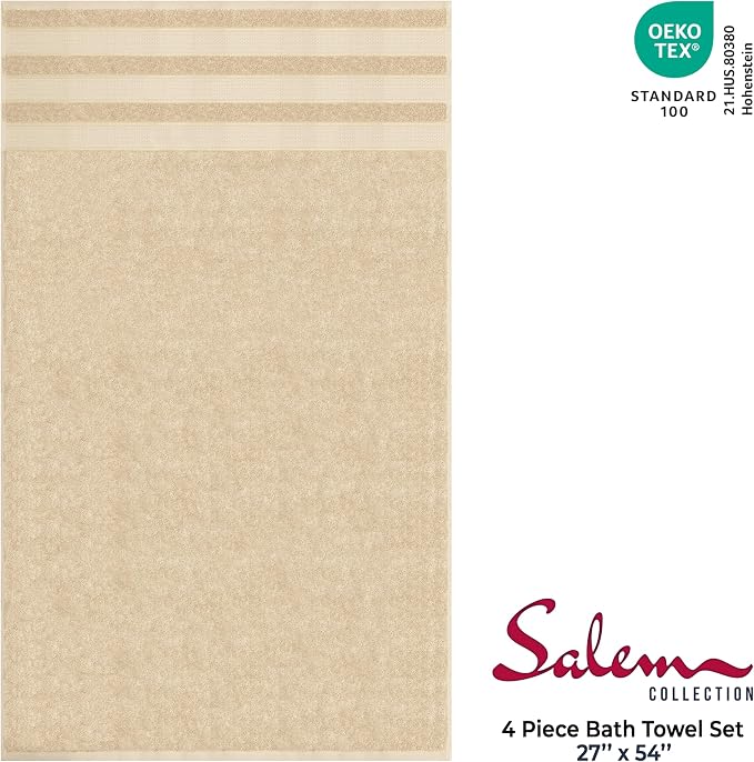 American Soft Linen Salem 100% Cotton Turkish 4 Piece Bath Towels - Image 4