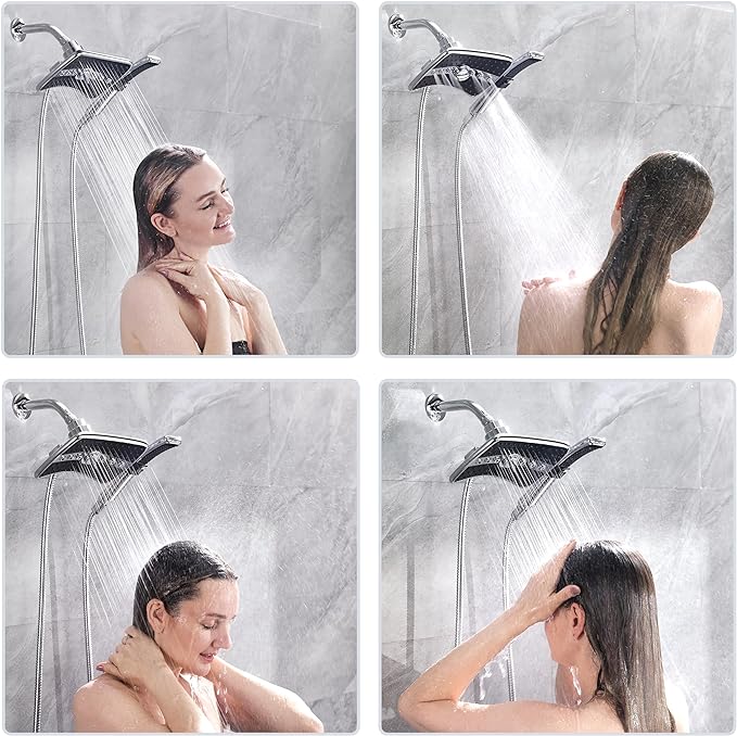 BRIGHT SHOWERS High Pressure Dual Shower Head Combo, Handheld Showerhead - Image 3
