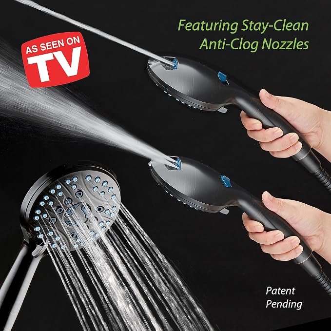 Hotel Spa AquaCare High Pressure 8-mode Handheld Shower Head, Anti-clog Nozzles - Image 2