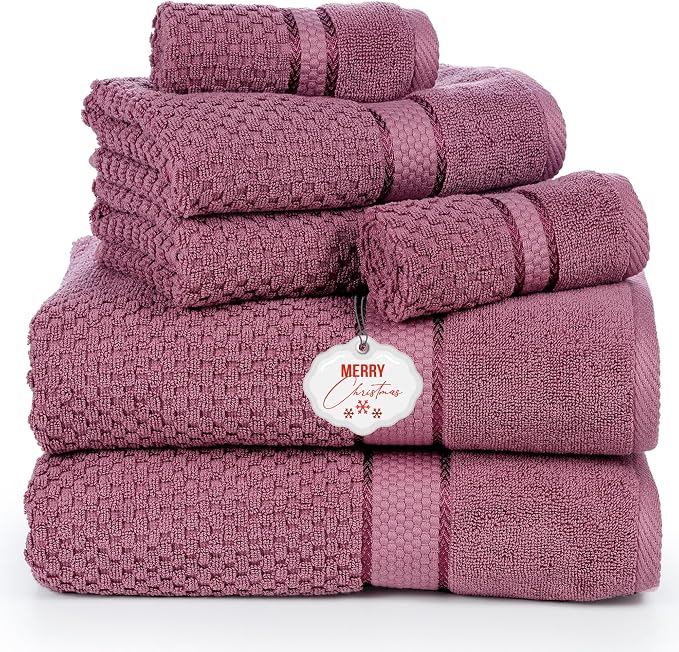Ample Decor Bathroom Towel Set of 6-2 Bath Towel, 2 Hand Towel, 2 Wash Cloths – by AmpleDecor