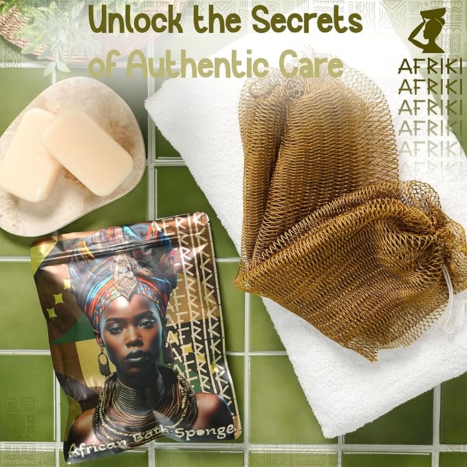 AFRIKI African Net Sponge – Exfoliating Body Scrubber, All Skin Types | 45 in - Image 4