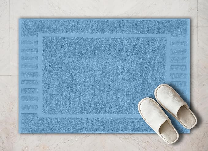White Classic Luxury Bath Mat Floor Towel Set - Image 7