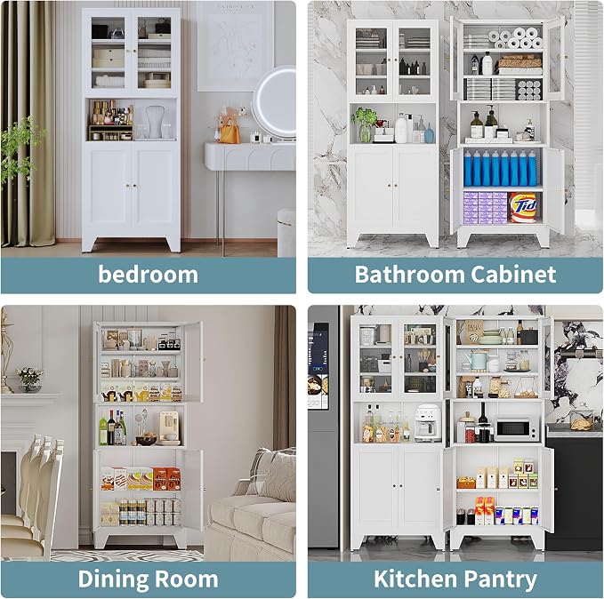69" Tall Modern Metal Pantry Cabinet - Image 7