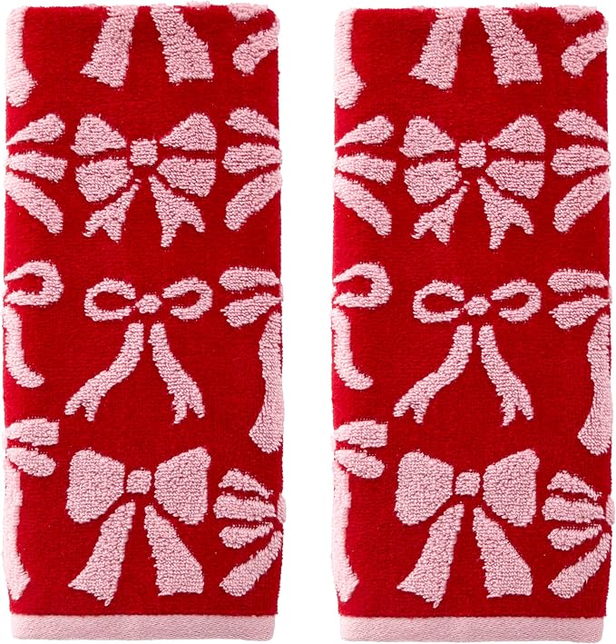 SKL Home Bow Jacquard 100% Cotton Premium 2-Piece Hand Towel Set, 500 GSM by SKLHomebySaturdayKnightLtd
