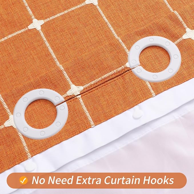 MitoVilla No Hooks Needed Orange Boho Shower Curtain - Image 3