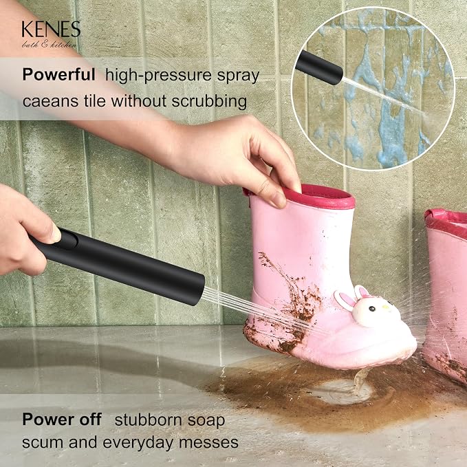 KENES Matte Black Rainfall Bathroom Shower System Rain Shower Head and Handle - Image 5