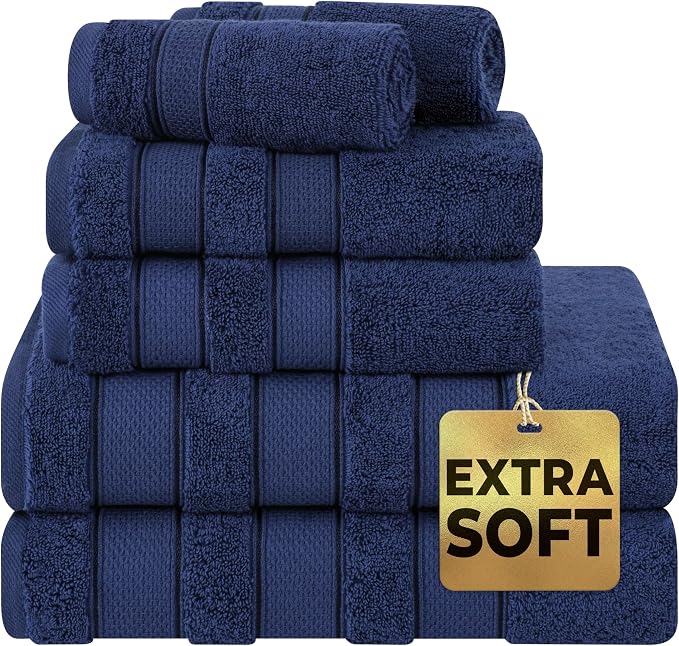 American Soft Linen Salem Turkish Bath Towel Set, 100% Cotton 600 GSM 6 Piece by AmericanSoftLinen