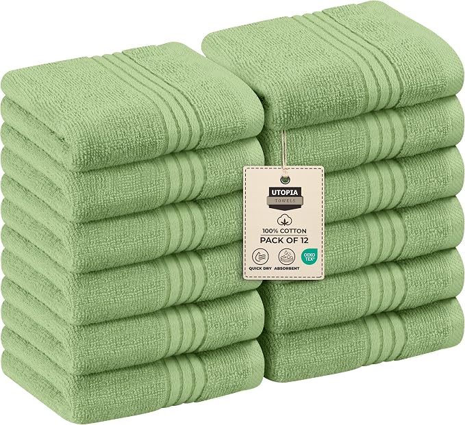 Utopia Towels 12 Pack Premium Wash Cloths Set, 12 by 12 Inches, 100% Cotton by UTOPIATOWELS