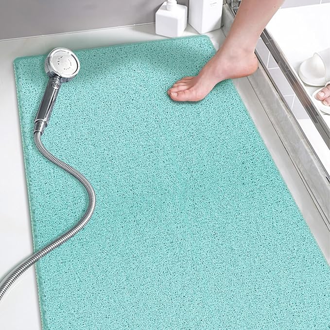 godehone Shower Mats Non Slip Without Suction Cups, PVC Loofah Bathroom Mats by godehone