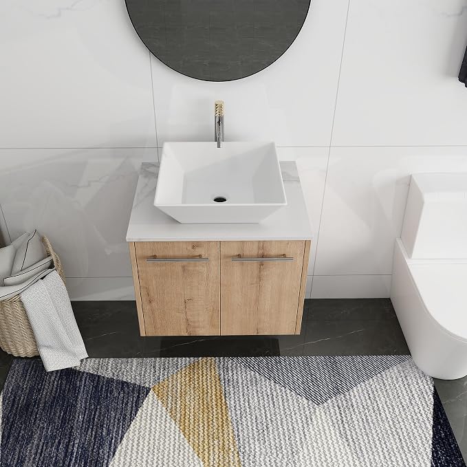 24 Inch Bathroom Vanity with Sink, Modern Wall Mount Floating Bathroom Vanity - Image 3