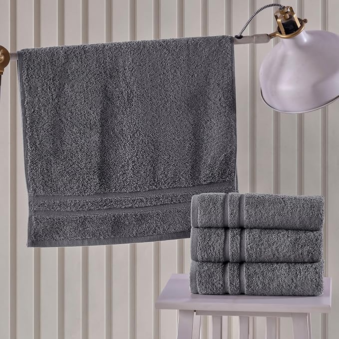 Hawmam Linen Cool Grey Hand Towels 4-Pack - Image 2