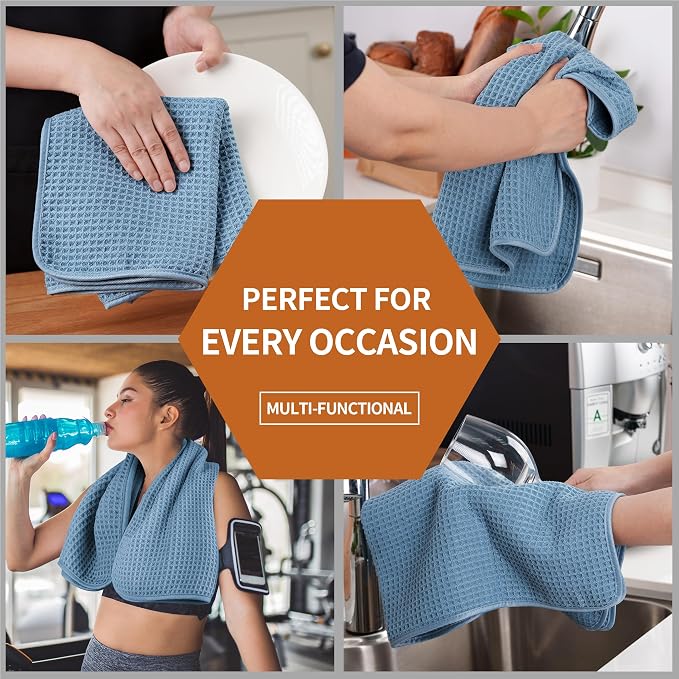 Microfiber Waffle Hand Towels, 4 Pieces, Fast Drying, Lint Free - Image 7
