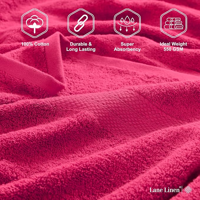 LANE LINEN 100% Ring Spun Cotton Luxury Bath Towel Set - Image 6