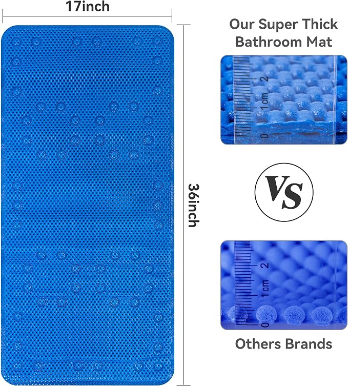 Double Layer Foam Non Slip Bathtub Mat 37x17in, More Comfortable and Thicker - Image 3
