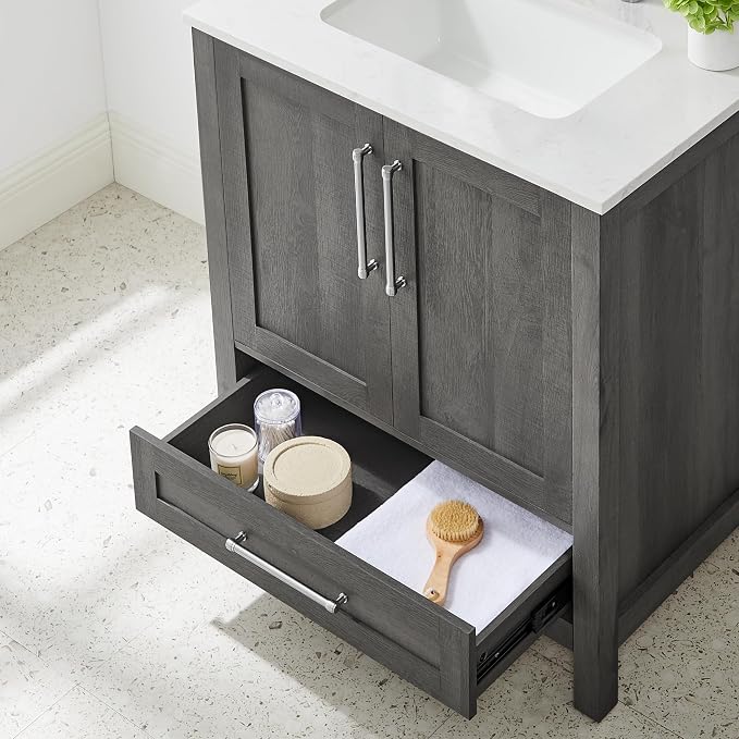 Daisy Grey Wood 30-Inch Single Bathroom Vanity - Image 8