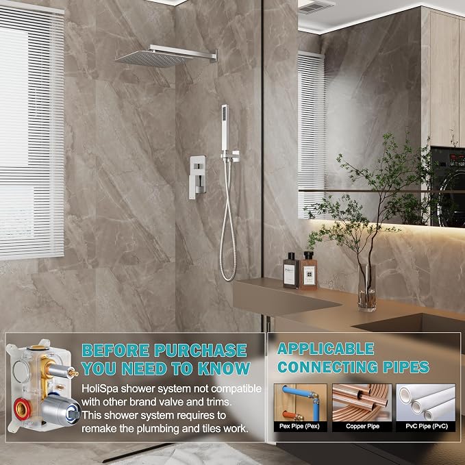 Brushed Nickel Shower System, Shower Faucet Set - Image 2