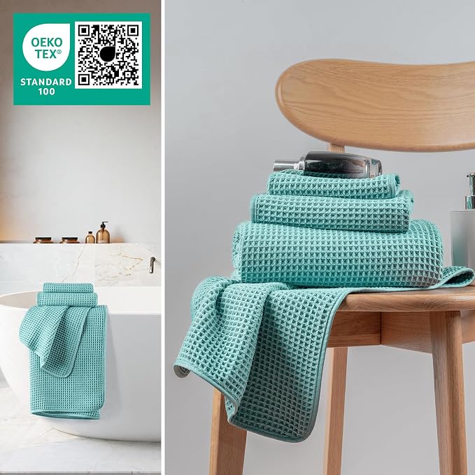 New Microfiber Waffle Bath Towels, 3 Pieces, Fast Drying, Lint Free, Includes - Image 4