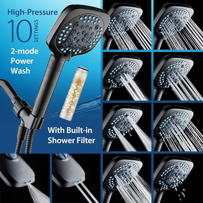 AquaCare 4X High Pressure 10 Spray Mode Filtered Showerhead - Image 4