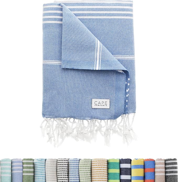 Large Turkish Beach Towel, Classic Denim Blue by CapeComforts