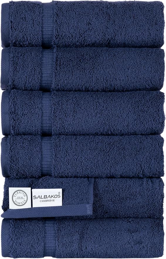 SALBAKOS 100% Turkish Cotton Hand Towel Set of 6 16x30 inch | Heirloom Quality by SALBAKOS