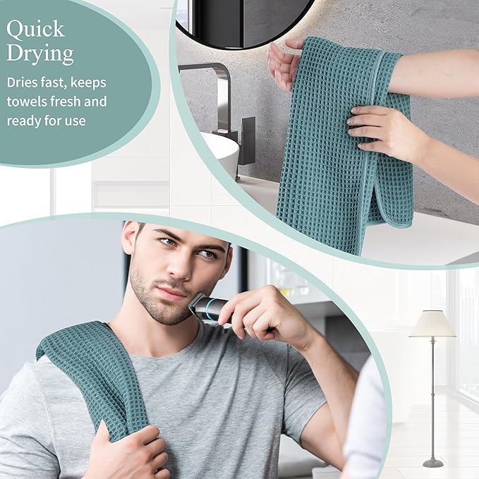 Microfiber Waffle Hand Towels, 4 Pieces, Fast Drying, Lint Free - Image 5