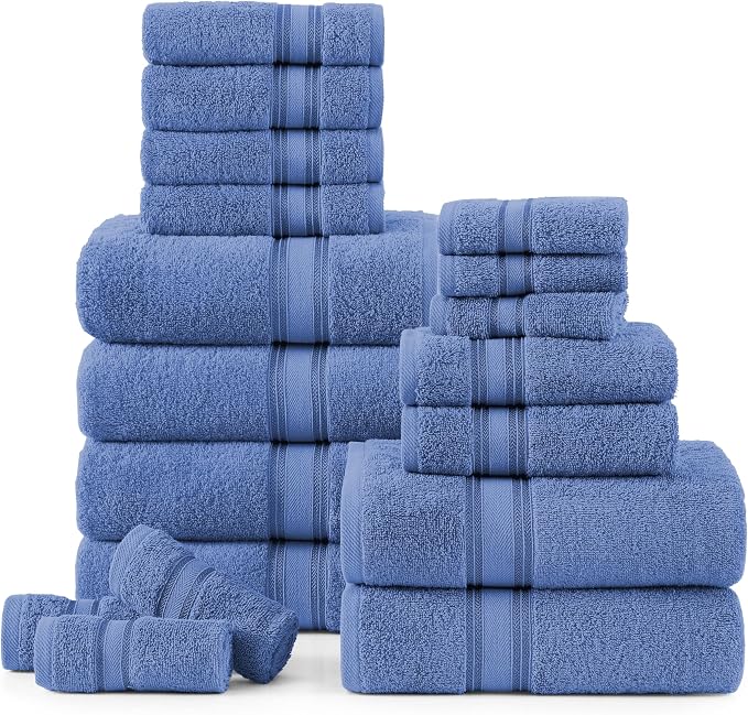LANE LINEN Bathroom Towels Set of 18 – Zero Twist, 100% Mercerized Cotton by LaneLinen
