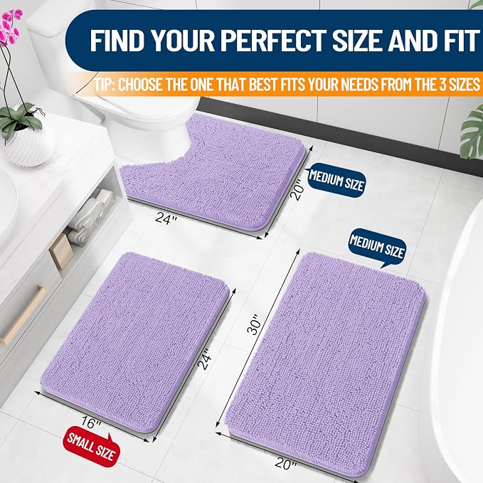 OLANLY Bathroom Rugs 24x16, Extra Soft Absorbent Chenille Bath Rugs, Rubber - Image 2