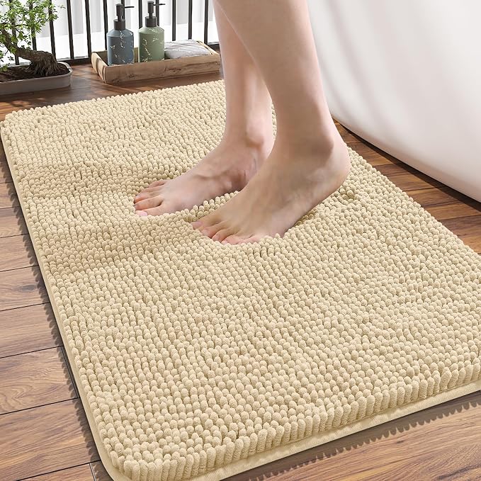 OLANLY Bathroom Rugs 34x21, Extra Soft Absorbent Chenille Bath Rugs, Rubber by OLANLY