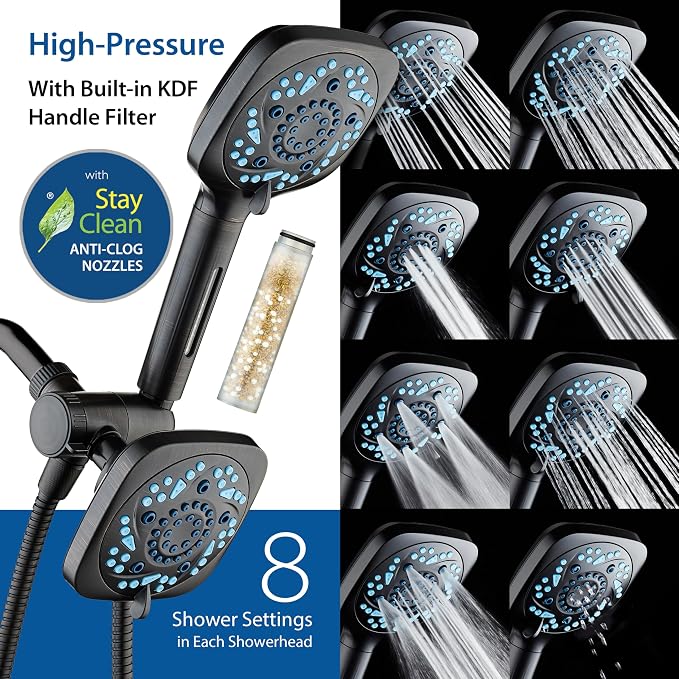 6-way High Pressure 82 Spray Mode Filtered Showerhead Combo - Image 4