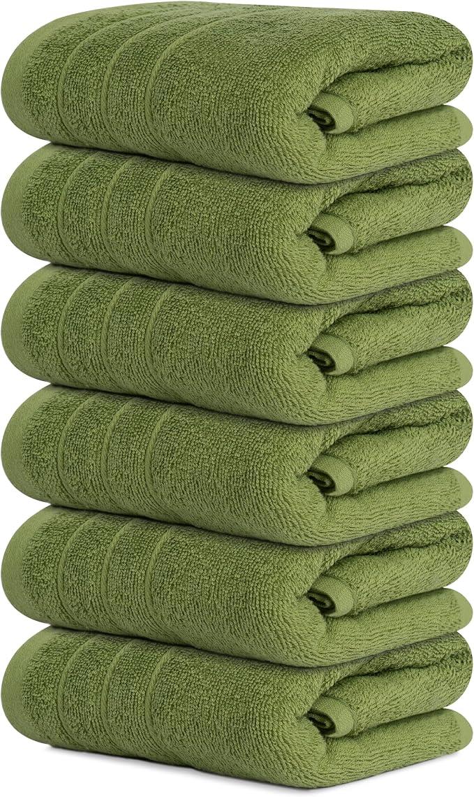Tens Towels Pack of 6 Hand Towels, 100% Cotton, Lighter Weight, Quick to Dry by TensTowels