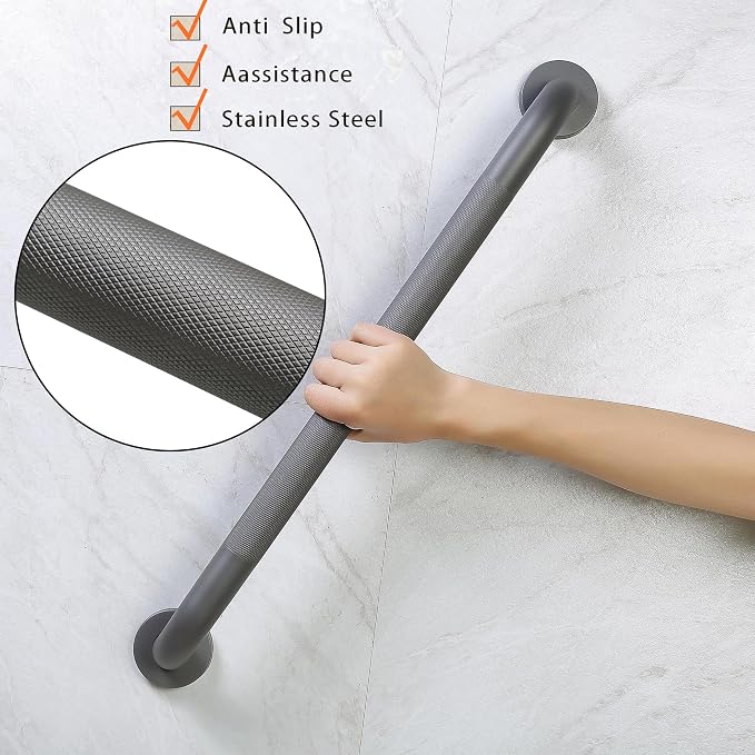 Shower Grab Bar, 2 Pack 32 Inch Gray Bathroom Grab Bar, 1.25" Diameter 304 - Image 4