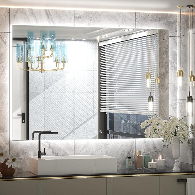 TETOTE 48 x 36 Inch LED Backlit Bathroom Mirror by TETOTE