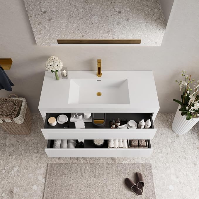 Modern 48" Wall-Mounted Bathroom Vanity - Image 7