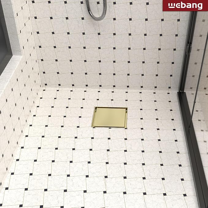 WEBANG 6 Inch Square Shower Drain Gold Floor Drain - Image 6