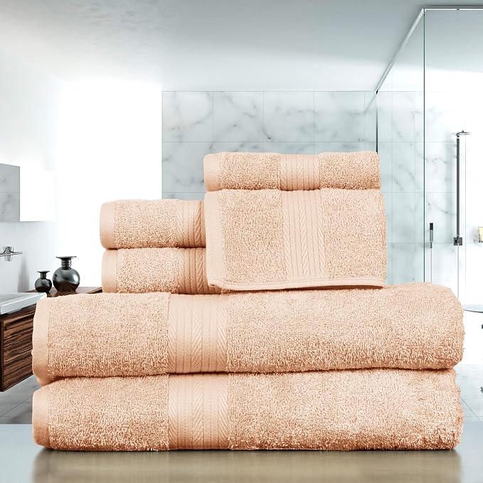 Ample Decor 100% Cotton 6 Piece Bathroom Towels Set, 2 Bath Towels, 2 Hand - Image 2
