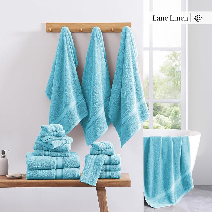 LANE LINEN Luxury 18-Piece Solid Cotton Bathroom Towel Set - Image 5