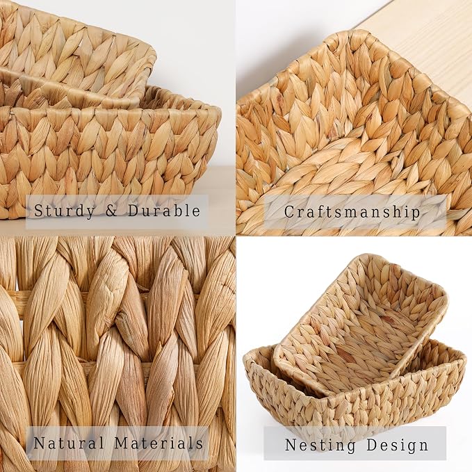Small Wicker Baskets for Organizing 2 Pack, Hand Woven Baskets for Storage - Image 4