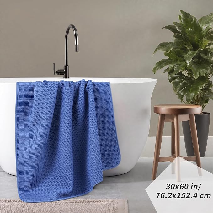 POLYTE 380 GSM Microfiber Oversize Quick Dry Lint Free Waffle Bath Towel - Image 3