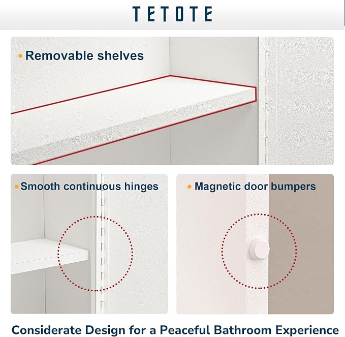 TETOTE Medicine Cabinet Mirror White Framed 21 x 27 Inch Aluminum Framed - Image 5