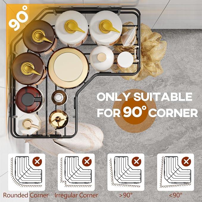 MAXIFFE 3 Pack X-Large Corner Shower Caddy - Image 2