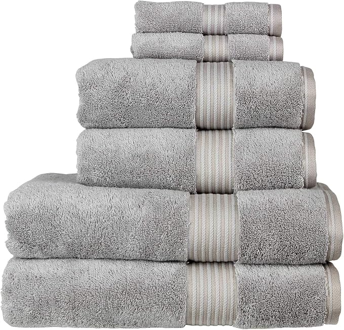Christy Supreme Hygro 6 Piece Towel Set | Silver Grey | 100% Luxury Supima by Christy