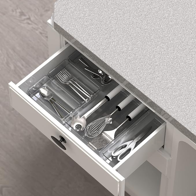 Simple Houseware 30 PCS Clear Plastic Drawer Organizers Set, 5-Size - Image 6