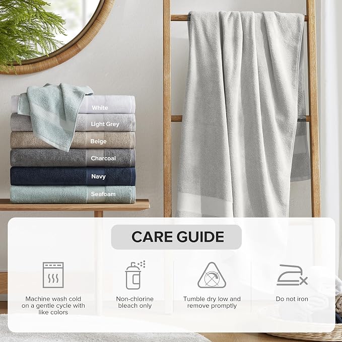 Comfort Spaces Turkish Bath Towel Set of 4 Piece 27x54 Medium 100% Cotton - Image 5
