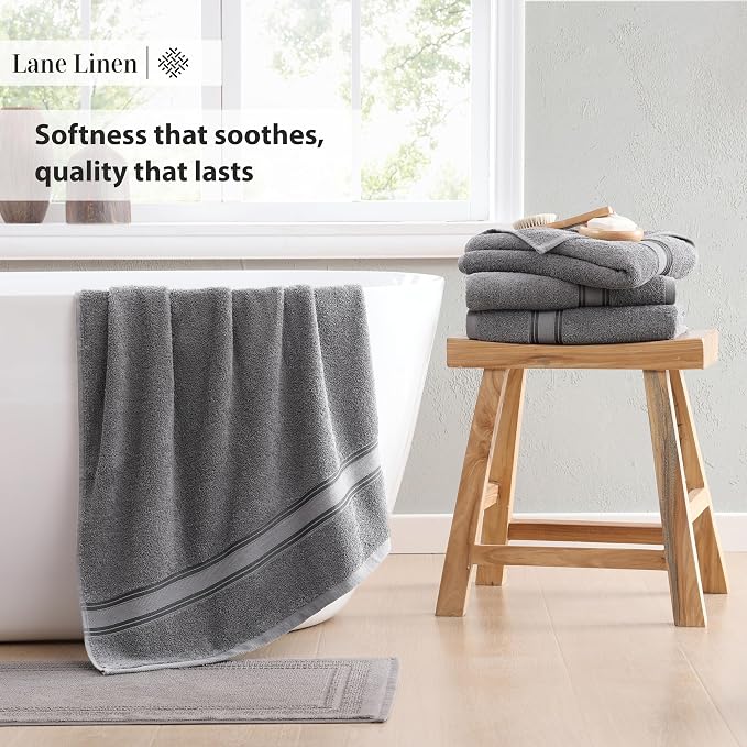 LANE LINEN 100% Cotton Bath Towels 4 Pack - Image 5