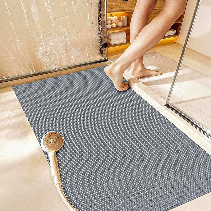 Extra Large Non-Slip Shower Mat, Fast-Dry PVC Bath Stall Tub Mat, Drain-Hole - Image 9