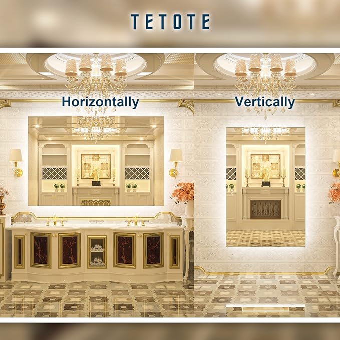 TETOTE 60 x 40 Inch LED Backlit Bathroom Mirror - Image 8