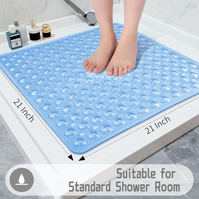 Yimobra Shower Stall Mat Non Slip, 21x21 Inch, Soft Square Bath Mat - Image 5