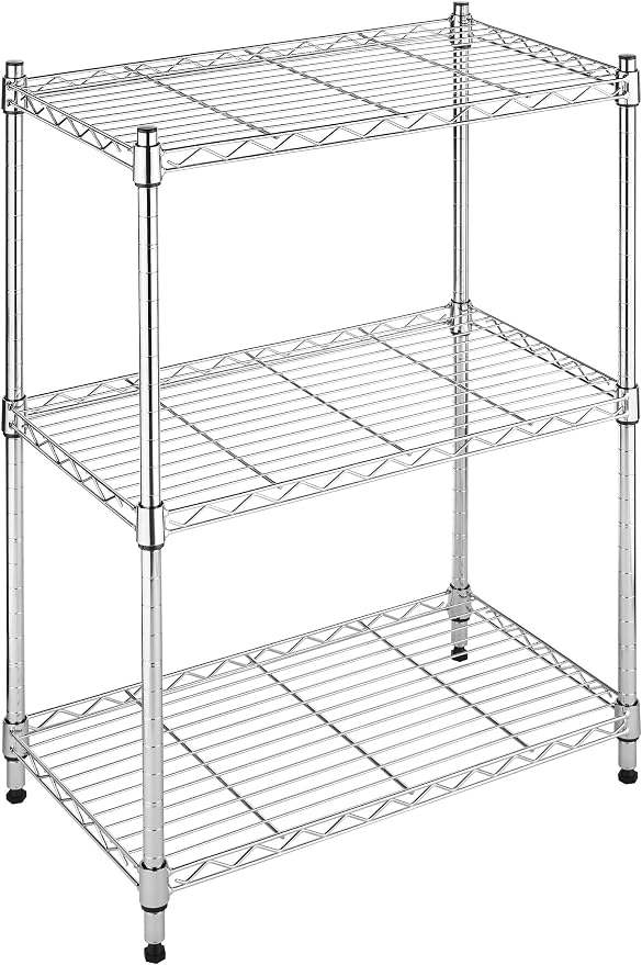 Whitmor 3 Tier Shelving Unit, Metal Storage Shelves, 400 lbs Capacity per Shelf by Whitmor