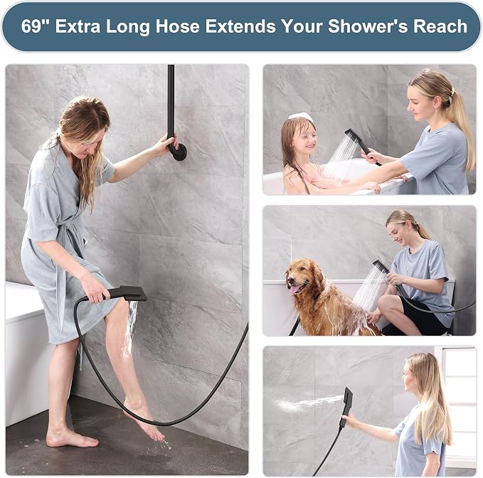 BRIGHT SHOWERS High Pressure Rain Shower Head Combo - Image 5