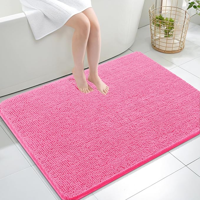 OLANLY Bathroom Rugs 40x32, Extra Soft Absorbent Chenille Bath Rugs, Rubber by OLANLY